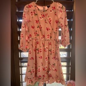Girls floral faux wrap dress. Elastic waist